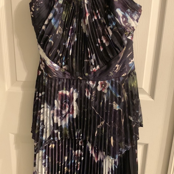 Theia Trinity Floral Pleated Halter Dress - Picture 11 of 13